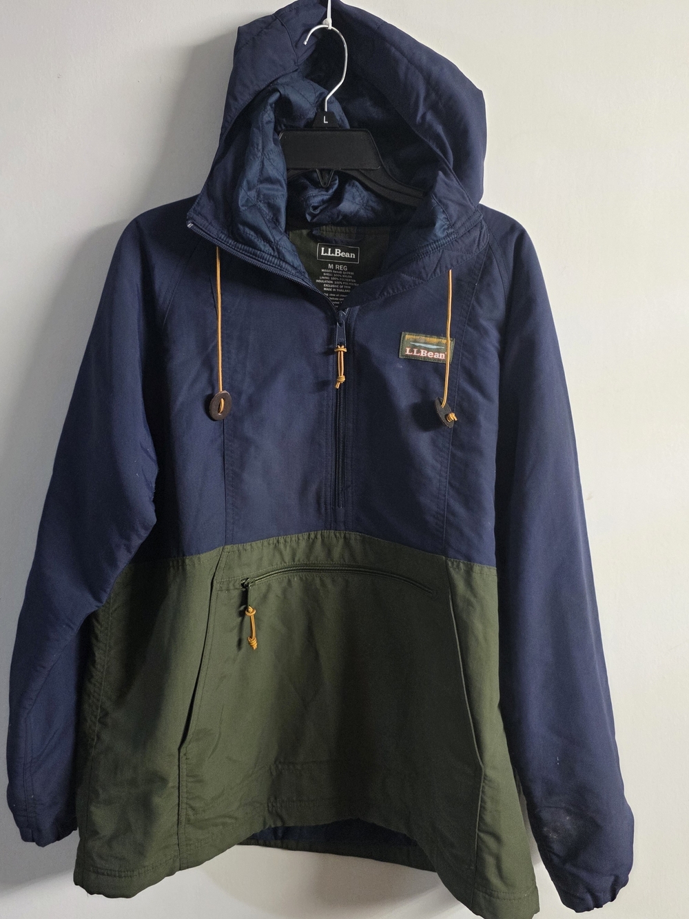 L.L. Bean Waterproof Hooded Anorak Jacket - Navy & Olive